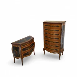 Suite de chambre en bois incrusté de style italien du milieu du siècle, par Pacifici Prete, Rome