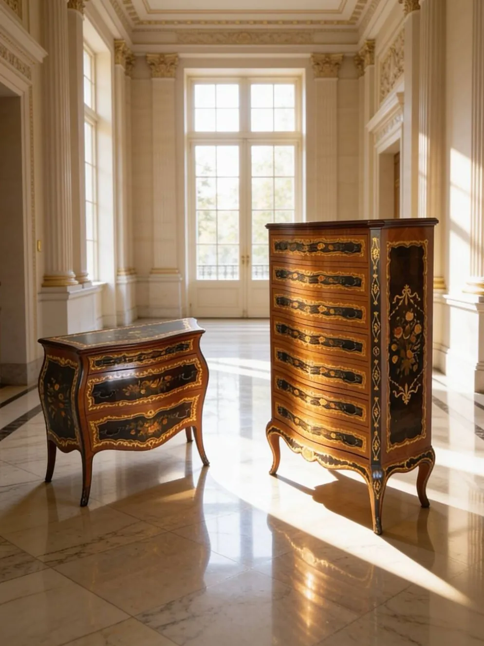 Suite de chambre en bois incrusté de style italien du milieu du siècle, par Pacifici Prete, Rome