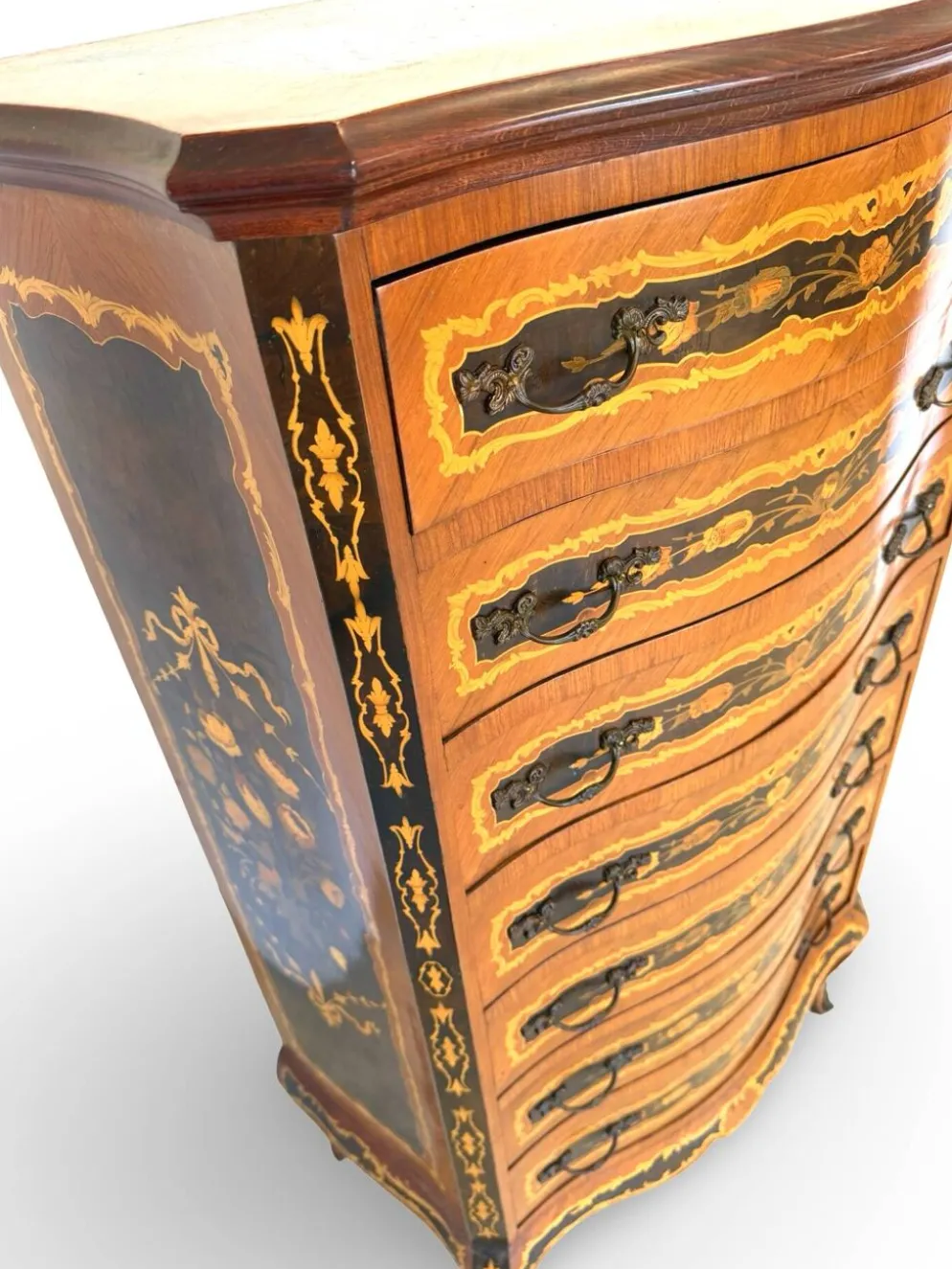 Suite de chambre en bois incrusté de style italien du milieu du siècle, par Pacifici Prete, Rome
