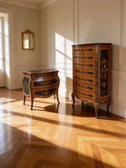 Suite de chambre en bois incrusté de style italien du milieu du siècle, par Pacifici Prete, Rome