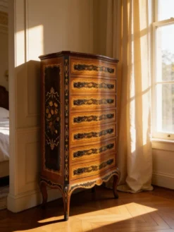 Suite de chambre en bois incrusté de style italien du milieu du siècle, par Pacifici Prete, Rome