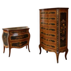 Suite de chambre en bois incrusté de style italien du milieu du siècle, par Pacifici Prete, Rome