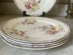 Suite de cinq anciennes assiettes plates Bisto England Modèle Anson Sp