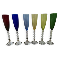 Suite de 6 flûtes à champagne « Véga Flutissimo » en cristal teinté —