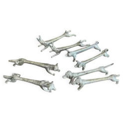 Suite de 8 porte-couteaux anciens en métal argenté Animaux