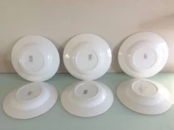 Suite de six assiettes creuses décor paniers de roses par Digoin Sarreguemines vintage années 50-60