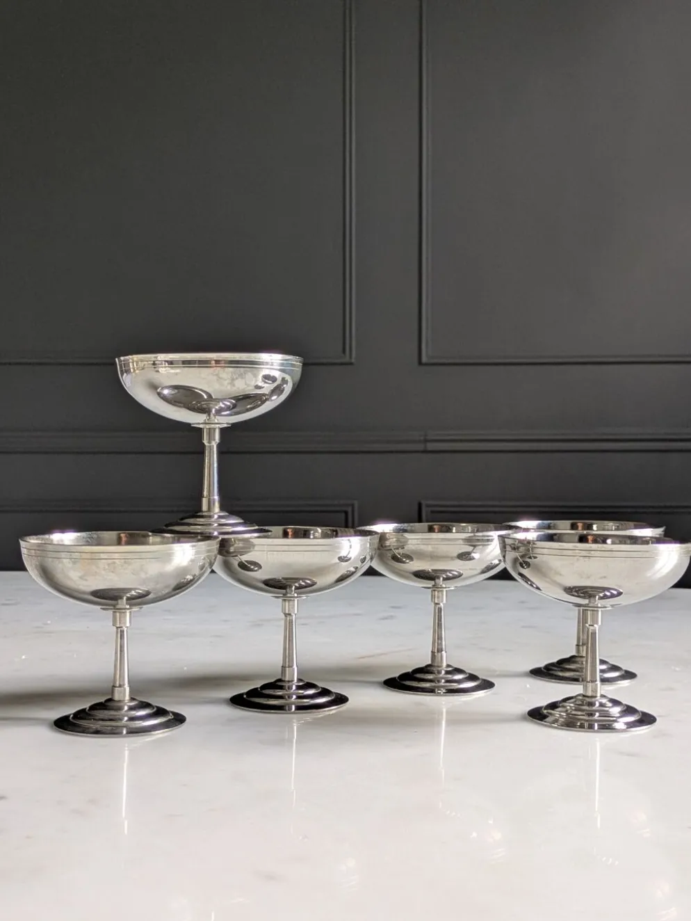 Suite de six coupes à glace/sorbet par Rémy Letang 70'