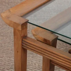 Suite de 3 tables gigognes en noyer par Maxime Old, circa 1940