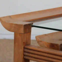 Suite de 3 tables gigognes en noyer par Maxime Old, circa 1940