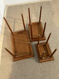 Suite de trois tables gigognes basse de forme japonisante Acajou
