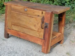 Superbe ancien établi de menuisier restauré en chêne - Meuble de métier