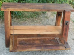 Superbe ancien établi de menuisier restauré en chêne - Meuble de métier