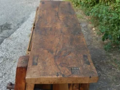 Superbe ancien établi de menuisier restauré en chêne - Meuble de métier