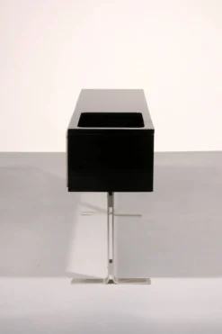 Superbe bar / buffet Willy Rizzo en noir et acier inoxydable, Italie 1969