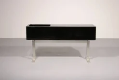 Superbe bar / buffet Willy Rizzo en noir et acier inoxydable, Italie 1969