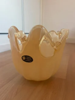 Superbe bol en cristal blanc de Murano fabriqué à la main en Italie