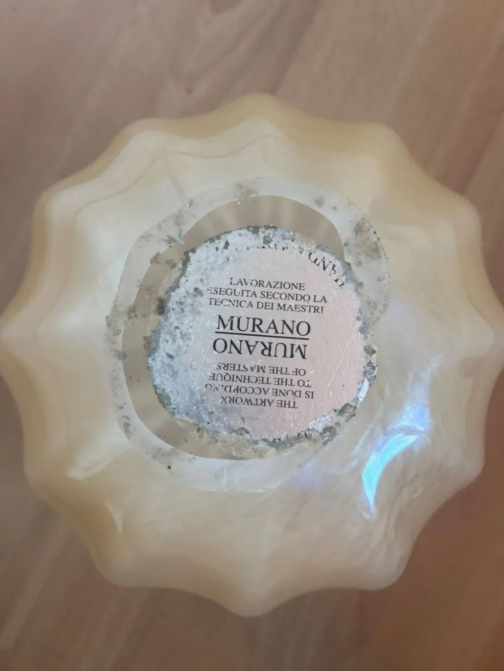 Superbe bol en cristal blanc de Murano fabriqué à la main en Italie