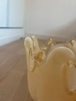 Superbe bol en cristal blanc de Murano fabriqué à la main en Italie