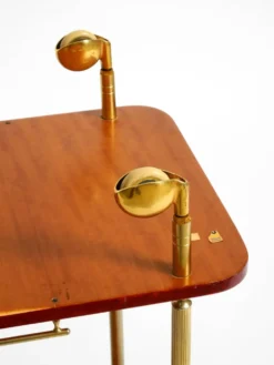 Superbe grand chariot de service en peau de chèvre rouge Aldo Tura des années 1960 | Fabriqué en Italie