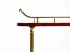 Superbe grand chariot de service en peau de chèvre rouge Aldo Tura des années 1960 | Fabriqué en Italie