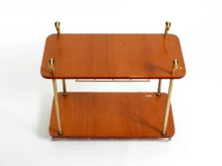 Superbe grand chariot de service en peau de chèvre rouge Aldo Tura des années 1960 | Fabriqué en Italie