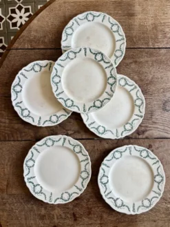 Superbe lot de 6 assiettes à dessert vintage de la manufacture de Longchamp