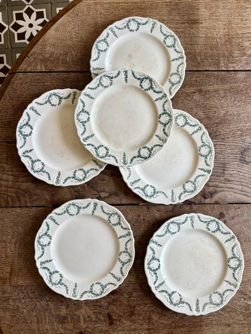 Superbe lot de 6 assiettes à dessert vintage de la manufacture de Longchamp