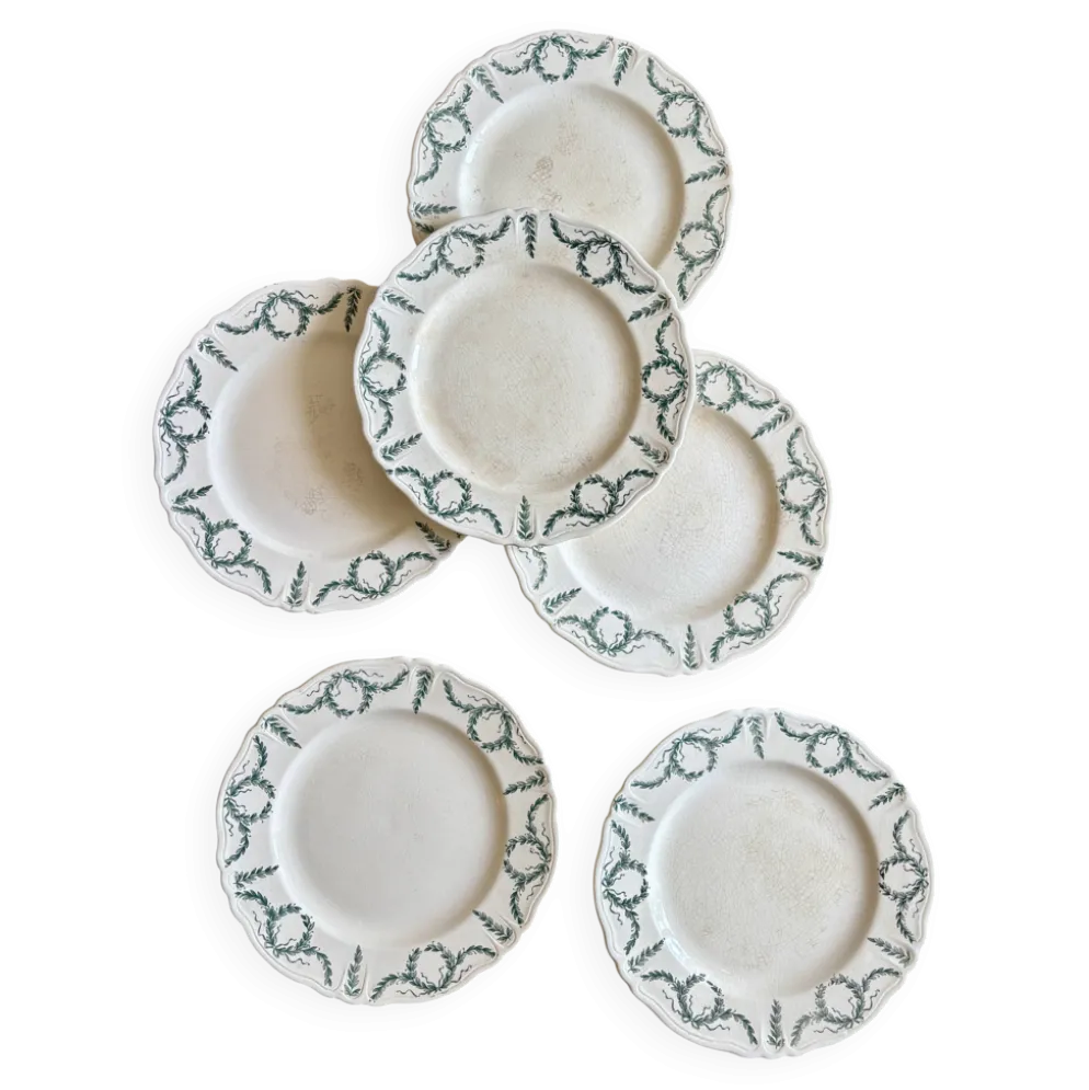 Superbe lot de 6 assiettes à dessert vintage de la manufacture de Longchamp
