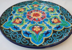 Superbe plat Émaux de Longwy signé année 40