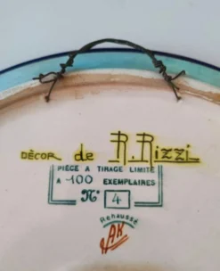 Superbe plat Émaux de Longwy signé année 40