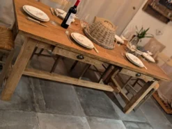 Superbe table de ferme ancienne en chêne massif restaurée – 8 personne
