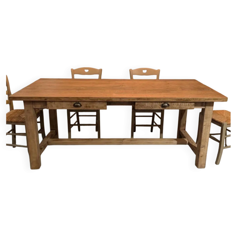 Superbe table de ferme ancienne en chêne massif restaurée – 8 personne