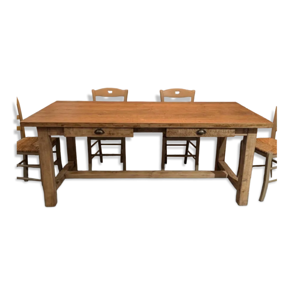Superbe table de ferme ancienne en chêne massif restaurée – 8 personne