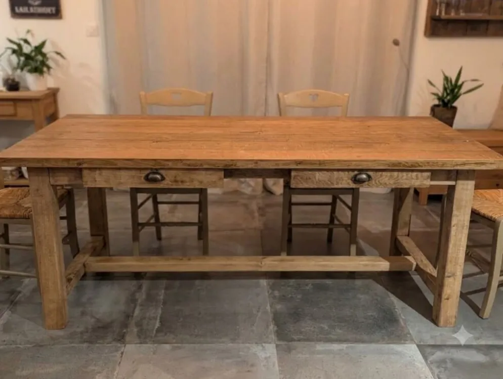 Superbe table de ferme ancienne en chêne massif restaurée – 8 personne