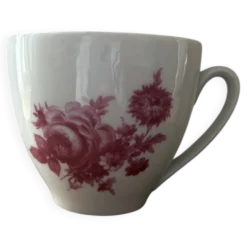 Superbe tasse en porcelaine fleurie rose Singer Limoges