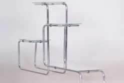 Support de fleurs Bauhaus en chrome et verre, années 1930