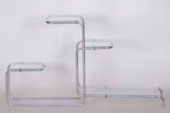 Support de fleurs Bauhaus en chrome et verre, années 1930