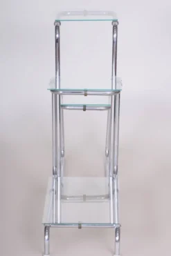 Support de fleurs Bauhaus en chrome et verre, années 1930