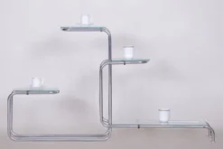 Support de fleurs Bauhaus en chrome et verre, années 1930