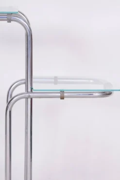 Support de fleurs Bauhaus en chrome et verre, années 1930