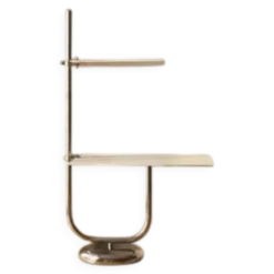 Support de fleurs vintage en chrome avec deux étagères blanches, années 1970, Tchécoslovaquie, 35 × 54 × 100 cm