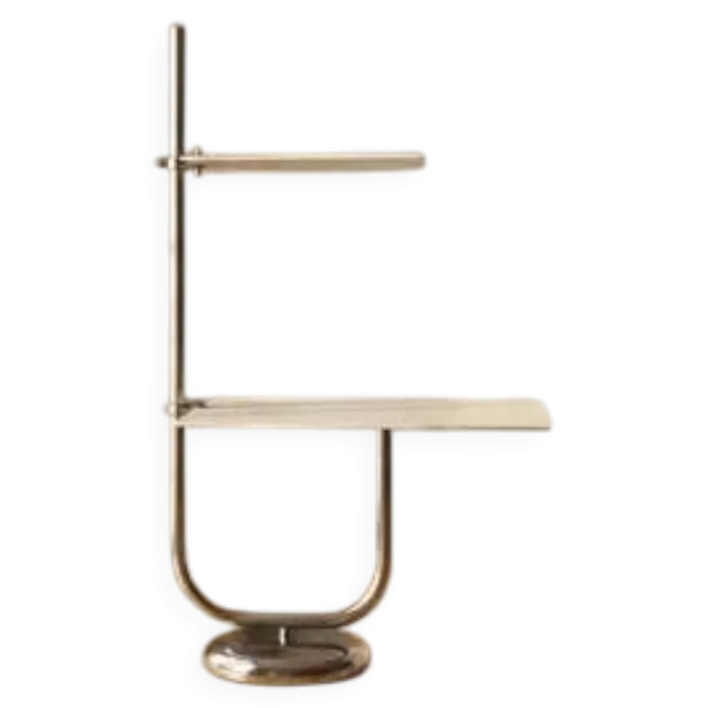 Support de fleurs vintage en chrome avec deux étagères blanches, années 1970, Tchécoslovaquie, 35 × 54 × 100 cm