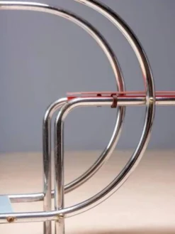 Support de plante en acier tubulaire Bauhaus par Emile Guyot, étagères en verre coloré, milieu du 20e siècle, Tchécoslovaquie, 90 × 30 × 105 cm
