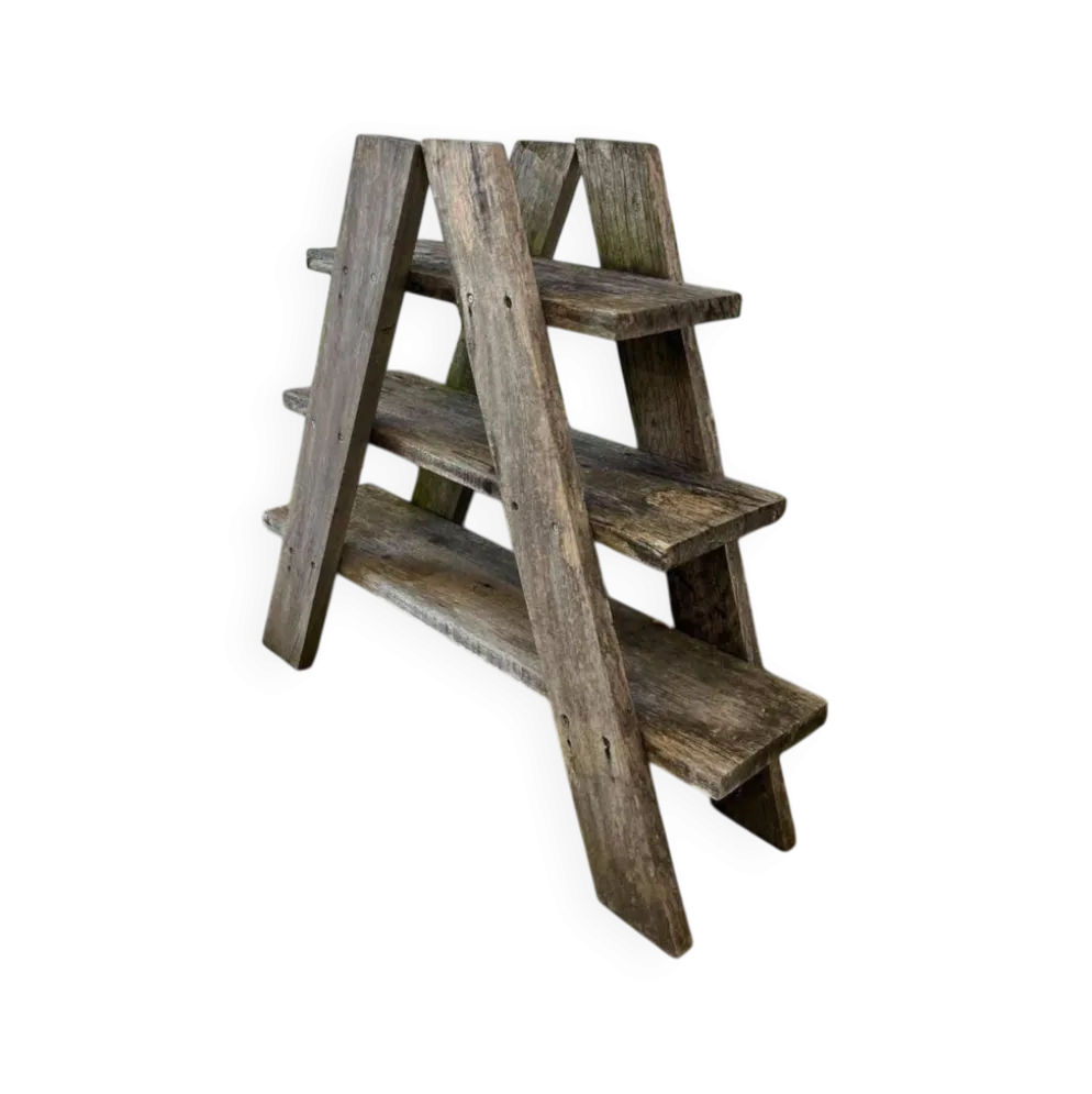 Support à plusieurs niveaux en bois vintage / étagère sur pied / table à plantes