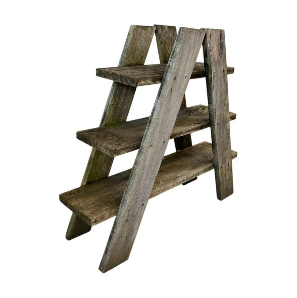 Support à plusieurs niveaux en bois vintage / étagère sur pied / table à plantes
