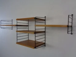 Swedish Ash and Metal Wall Unit by Kajsa & Nils Nisse Strinning for String, 1950s, Set of 9