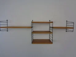 Swedish Ash and Metal Wall Unit by Kajsa & Nils Nisse Strinning for String, 1950s, Set of 9