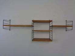 Swedish Ash and Metal Wall Unit by Kajsa & Nils Nisse Strinning for String, 1950s, Set of 9