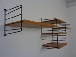 Swedish Ash and Metal Wall Unit by Kajsa & Nils Nisse Strinning for String, 1950s, Set of 9