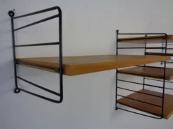 Swedish Ash and Metal Wall Unit by Kajsa & Nils Nisse Strinning for String, 1950s, Set of 9